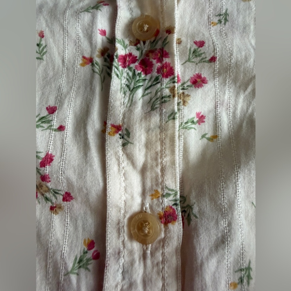 🩷💛🌺EDDIE BAUER Ecru Floral Print Shirt - Picture 2 of 5